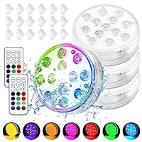 Riisoyu 4 Stück Unterwasser Licht, Poolbeleuchtung Unterwasser mit Fernbedienung Farbwechsel Multicolor RGB Poolbeleuchtung mit 2 Fernbedienung für Pool, Teich, Badewanne, Brunnen, Aquarium
