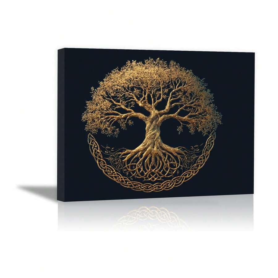 Affiche arbre de vie géométrique doré décoration murale chambre zen