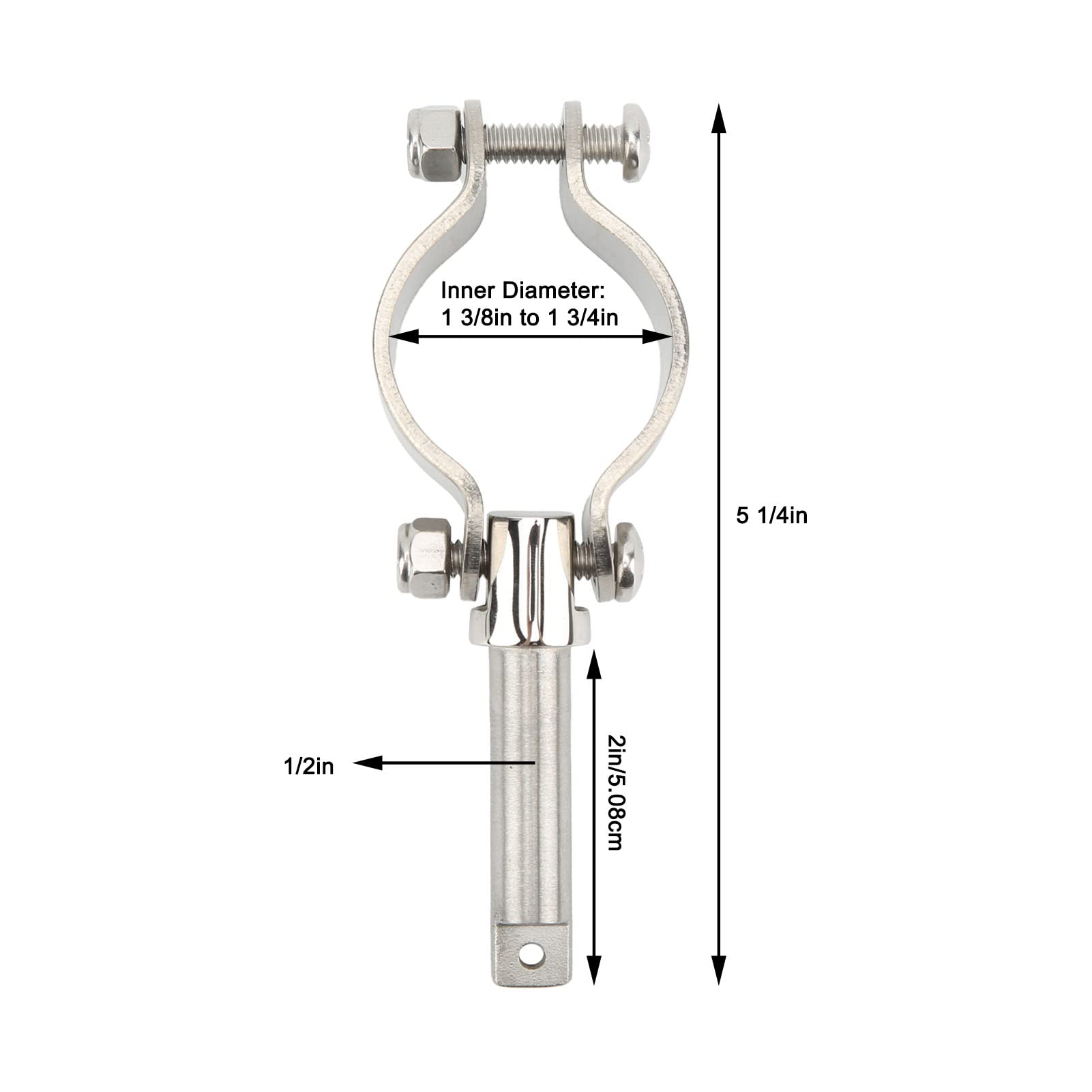 FLEXMAN 2 Pezzi Morsetto su Scalmi O Scalmi, Diametro Interno da 1 3/8 a 1 3/4 Pollice Morsetto su Scalmo O Scalmo in Acciaio Inossidabile, per Scalmo da 1‑5/8 Pollici Marino Per, Barche, Zattere