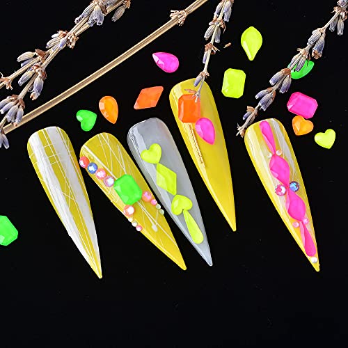 Qimyar NAILSTONES021-03F Mixed Shape Fluorescent Rhinestones Crystal For Acrylic Nail Art Decoration Flatback 3D Nail Crystals Gems Stones Diy Nail Crafts Beauty Makeup Party Neon Color thumb #4