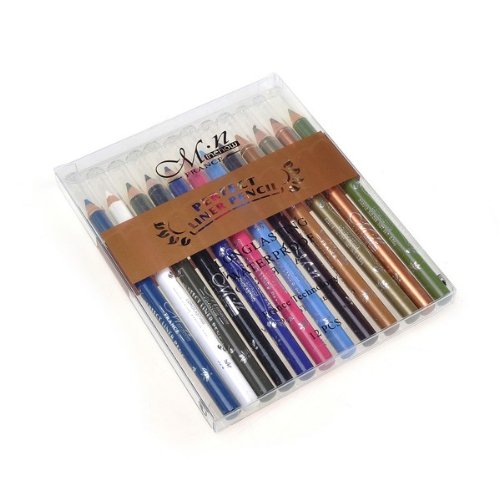12 Color Middle Size Waterproof Makeup Eye Lip Liner Pencil Eyebrow Eyeliner Set
