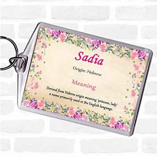 Sadia Name Meaning Bag Tag Keychain Keyring Floral
