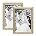 Produktbild PHOTOLINI 2er Set Bilderrahmen Antik Silber Nostalgie 21x30 cm DIN A4 Fotorahmen mit Glasscheibe/Kunststoff-Rahmen