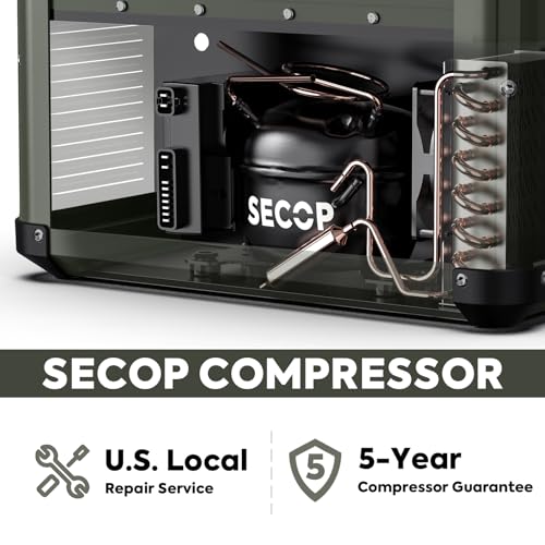 Image of ICECO VL35 ProS Portable Fridge with Multi-directional Lid, 35 Liters 12V Refrigerator Freezer with SECOP Compressor, 0℉-50℉, DC 12 /24V, AC 110-240V, for Camping, Car (VL35 ProS Olive Green+Cover)