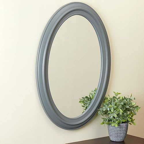 Miniatura 3 de Home Basics Espejo de pared ovalado, gris