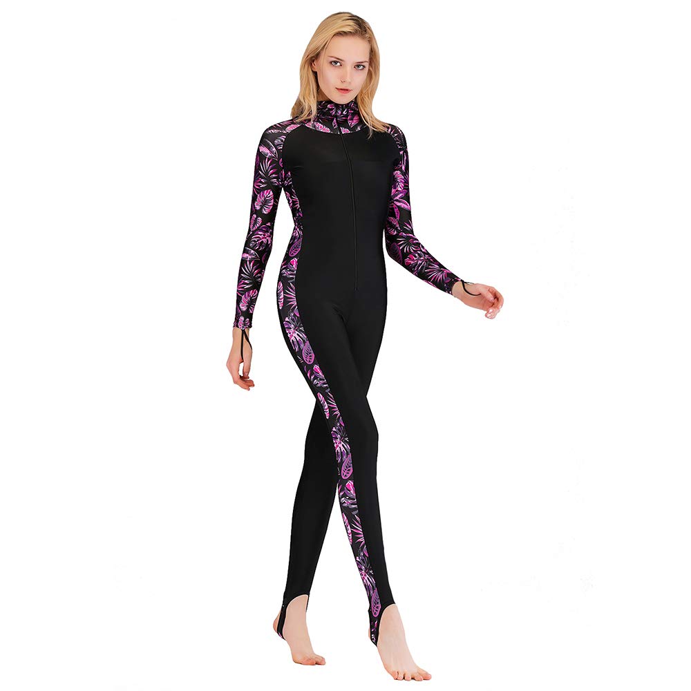 Mute per Donna, Completo in Lycra Tuta Intera Anti-UV Siamese a Maniche Lunghe Abbigliamento da Surf ad Asciugatura Rapida per Attrezzatura Subacquea Sport d'Acqua Spiaggia,Purple,L