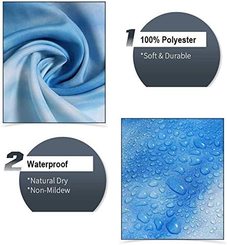 Miniatura 6 de Juego de 4 cortinas de ducha afroamericanas con alfombras, cubierta de inodoro y tapete de baño, cortina de ducha moderna abstracta azul marino con