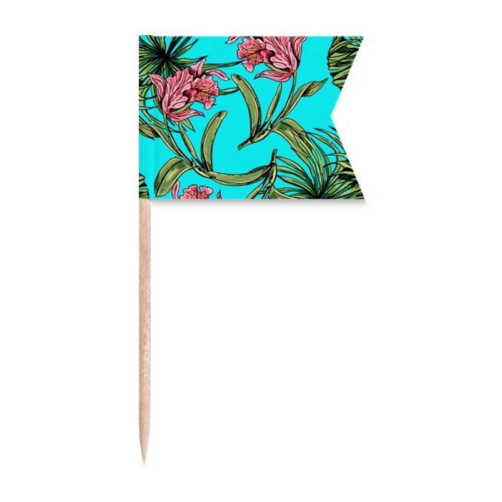 Drapeaux de marquage bleu ciel motif fleur pour gâteau d'anniversaire et buffets