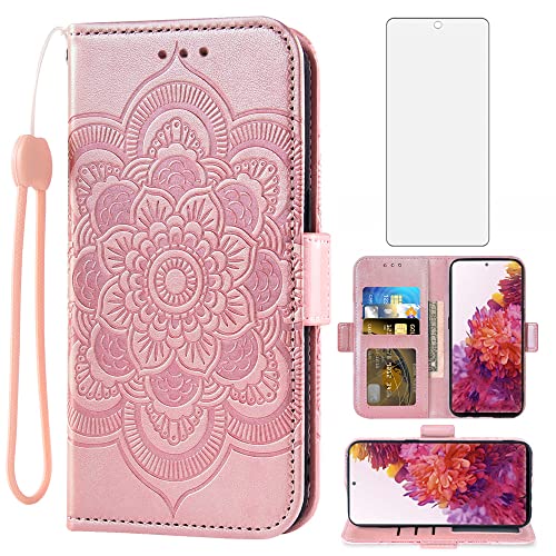 Étui portefeuille Samsung S20 FE avec porte-cartes et protection écran or rose