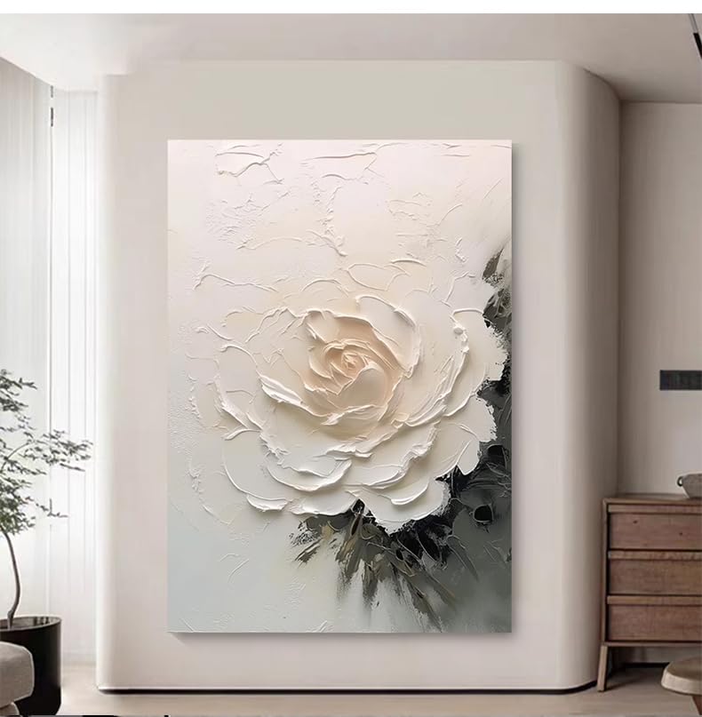 Tableau fleur de pivoine peinte a la main pour sublimer un grand mur de bureau
