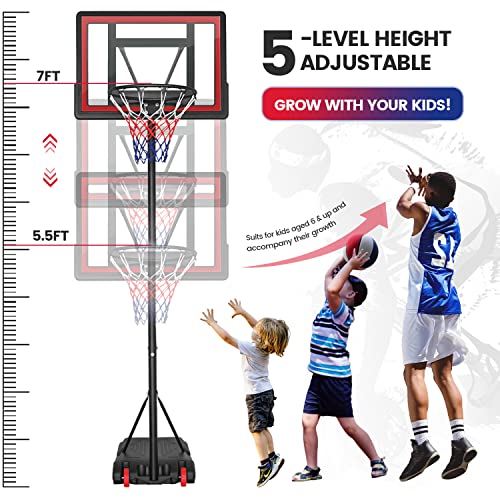 Basketballkorb Outdoor Kinder mit Ständer Rollen Inkl. Basketball + Pumpe verstellbare Korbhöhe 160 bis 210 cm höhenverstellbar Korbanlage Outdoor komplett Basketballanlage für Kinder - Image 4