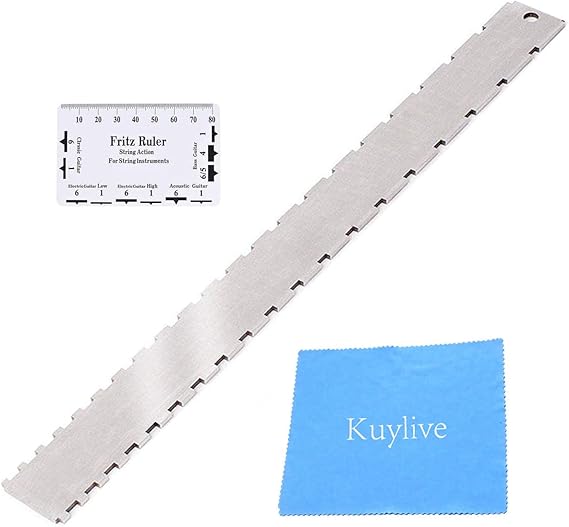 Guitar Neck Notched Straight Edge Luthiers Tool with String Action Ruler Gauge for Gibson 24.75" and Fender 25.5" Electric Guitars