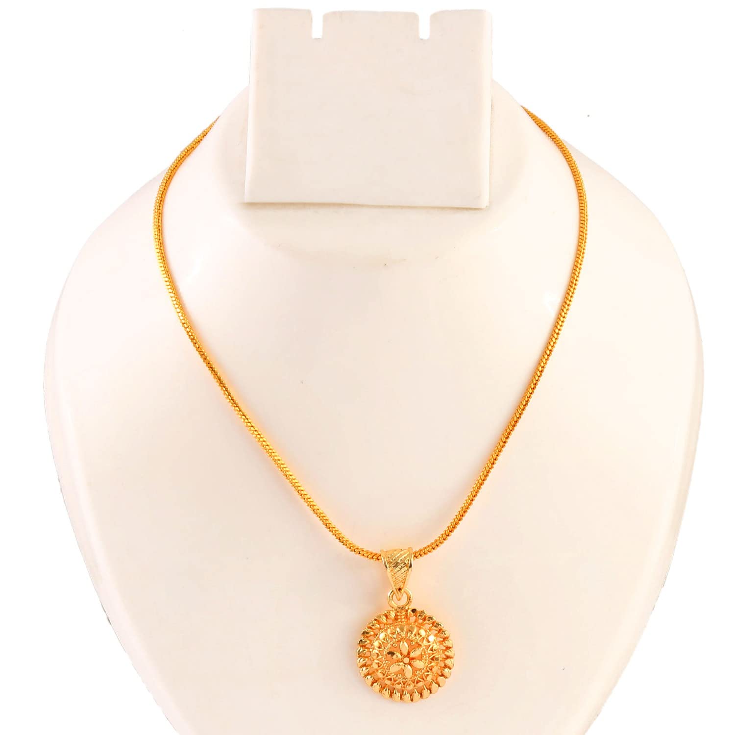 Meena Work Plated Locket with Chain for Daily Use