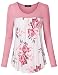 Vinmatto Women's Long Sleeve Scoop Neck Floral Splicing Pleated Blouse Top Tunic Shirt