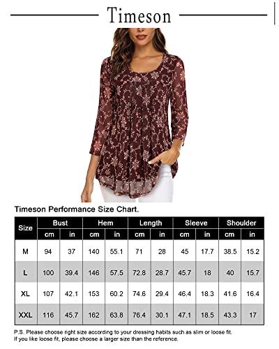 Timeson Womens Blouses And Tops Dressy,3/4 Sleeve Shirts For Women Modlily Fitted Flare Tunics Or Tops To Wear With Leggings Ladies Spring Fall Maternity Womens Business Casual Tops Dark Red X-Large #TOP4