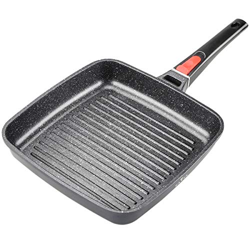 FAVIA 10 inch Nonstick Square Grill Pan for Stove Top Induction Compatible Die Casting Aluminum PFOA PFOS PFAS Free Dishwasher Oven Safe 102 Grill Pan