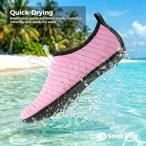 Image of SEEKWAY Water Shoes Women Men Adult Quick-Dry Aqua Socks Barefoot Non Slip for Beach Swim River Pool Lake surf Black SK002(U)