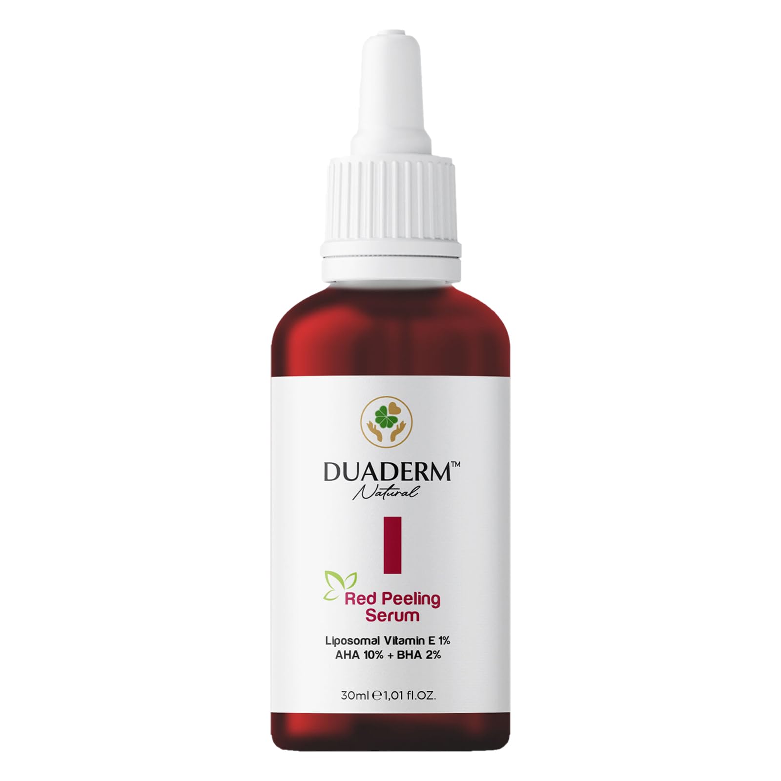 Duaderm Kırmızı Peeling Serum, AHA%10 + BHA%2 + E Vitamini%1, Akne Karşıtı ve Onarıcı, 30 ml