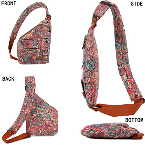 Women's Floral Small Sling Bag Anti Theft Travel purse Bag Crossbody Chest Shoulder Bag XB-162