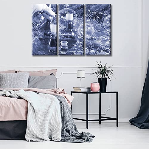 Image of TUMOVO Laboratory Wall Art 3 Panels Canvas Wall Art Chemical Equations Painting Wall Decor Living Room Modern Home Decor Framed Ready to Hang (36 inch Wx24 H)