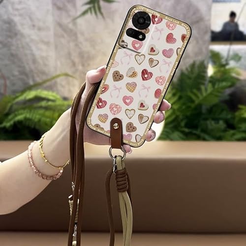 Phone Case Compatible with TCL 50LE/T510SPP/K23/K24, Cute Anti-dust Lanyard Durable Full wrap protective Silicone Diagonal TPU N