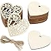 Chengu 40 Pieces 3.15 Inch Wooden Heart Slices Unfinished Wood Heart Wooden Heart Embellishments Hanging Crafts with Ropes for Wedding Valentine's Day DIY Decorations