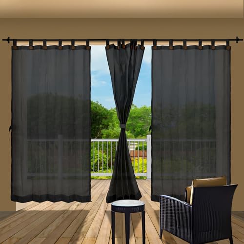 Image of HIPPO 180 GSM HDPE Outdoor Loop Curtain for Balcony & Patio Sun Blocking, UV Protection & Light-Filtering Curtains(Pearl-Black- 4.5FTX4.5FT) Pack of 2