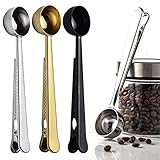 Coffee Measuring Spoon with Alligator Clip for Coffee Bag, 304 Stainless Steel Long Handle Measuring