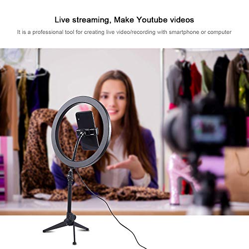 Anel de luz LED Andoer para transmissão ao vivo, fotografia de selfie, fotografia de vídeo com supor