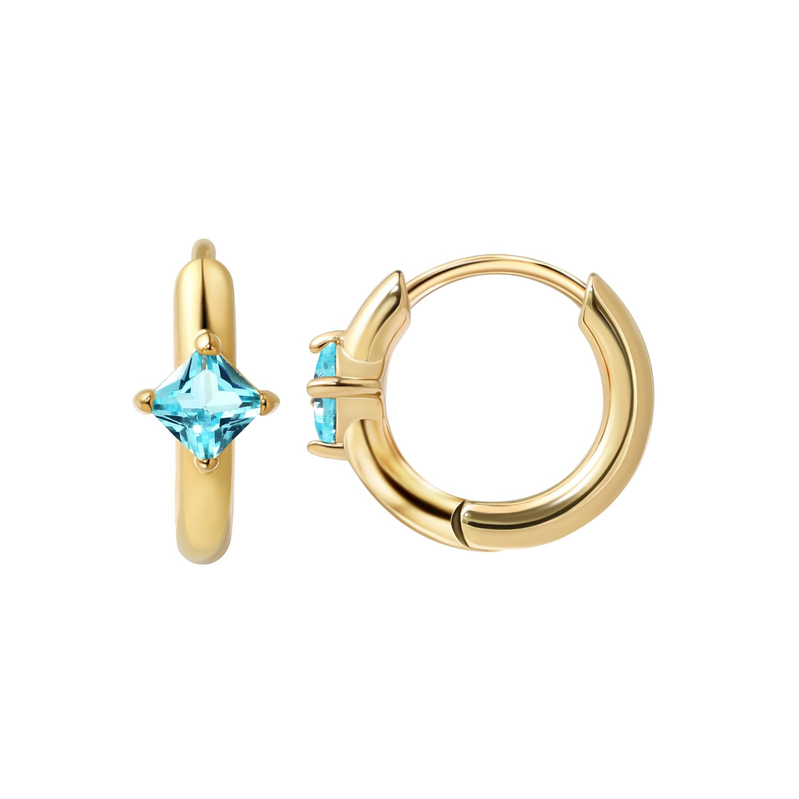 FANSING Birthstone Hoop Earrings for Women Lightweight 316L Surgical Steel Huggie Earrings