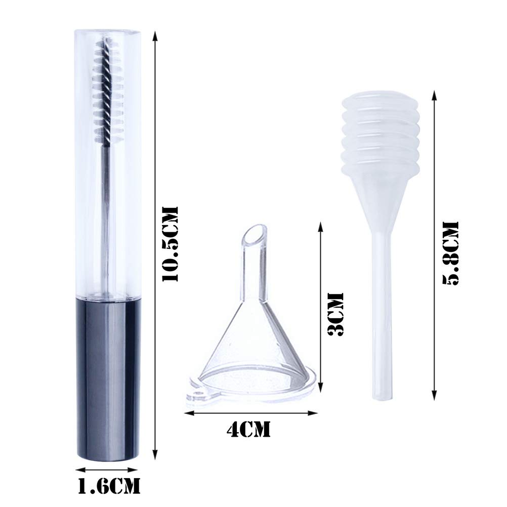 5 Pack 10ml Empty Mascara Tube with Eyelash Wand, Shangling Eyelash Cream Container Bottle with Funnels Transfer Tools for DIY Mascara Container