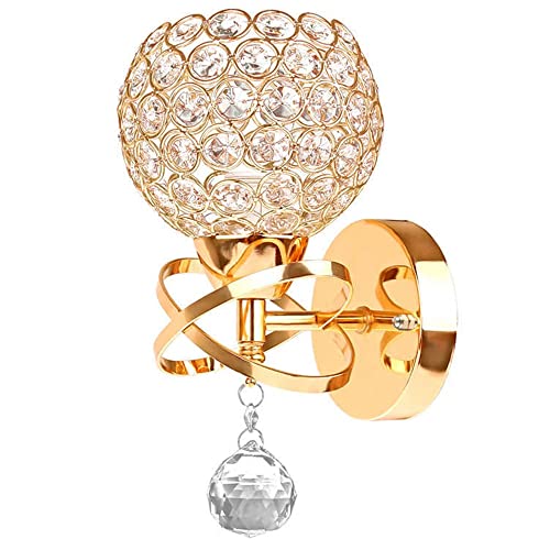 KAHXI Wall Sconce Crystal Wall Sconces, Modern Wall Lights Silver Wall Decor with Crystal Pendant, Minimalist Vintage Creative Wall Lamp for Bathroom, Living Room, Bedroom, Hallway(Gold)