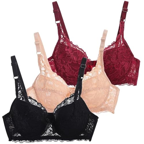 Paquete de 3 Sujetadores Mujer Sujetador Deportivo sin Aros con Relleno Encaje Sexy para Mujer Lencería Talla Grande Ropa Interior Mujer Push Up Bra Sujetadores Básicos Diario