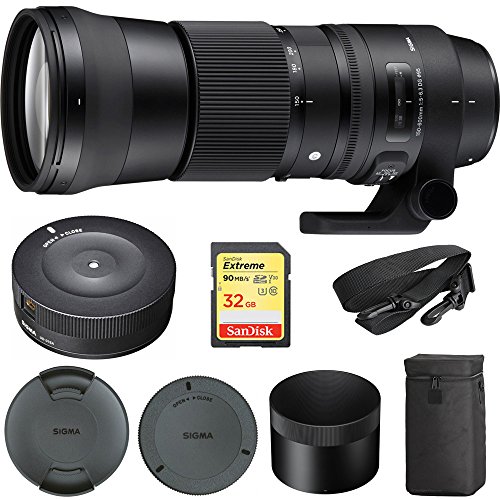 Sigma 150-600mm F5-6.3 DG OS HSM Zoom Lens Contemporary for Canon DSLR Cameras (745-101) with Sigma USB Dock for Canon Lens & Sandisk Extreme Extreme PRO SDXC 32GB UHS-1 Memory Card