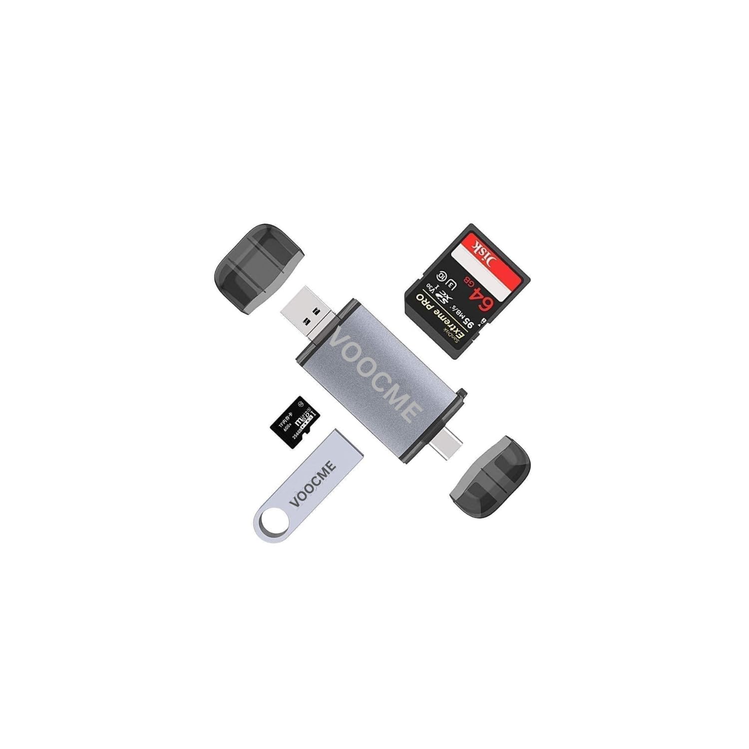 VOOCME Metal Body 6 in 1 with OTG, SD Card Reader, Type C, USB 3.0 and Micro USB, for Memory Card | Portable Card Reader | Compatible with TF, S/D,M/icro SD,SDHC, SDXC, MMC,RS-MMC, Micro SDXC-picture-21