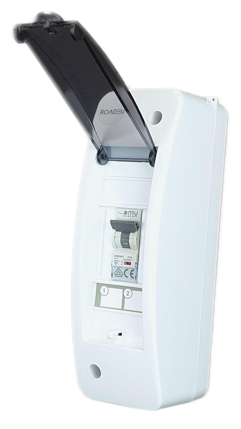RoadEu – Cuadro Electrico Superficie con Interruptor automático 16A "C", Disyuntor Phase + Neutro L1+N. Ideal como distribuidor de pared para talleres, cobertizos o jardines.