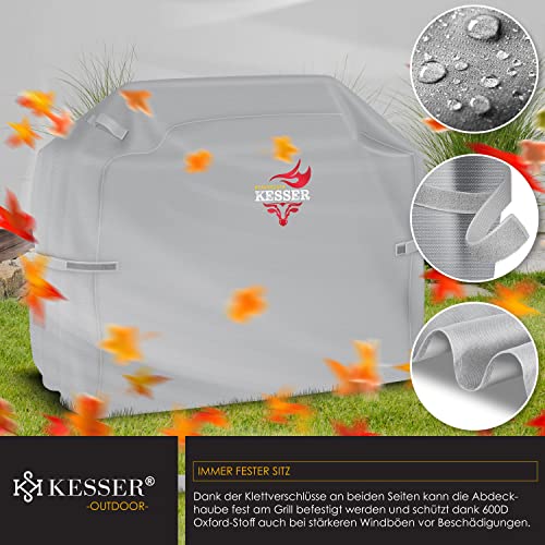 KESSER® Grillabdeckung Wetterfest, Grill Abdeckhaube Gasgrill, Grillhaube Schutzhülle für Weber, Enders, Char Broil, 600D Oxford Gewebe, wasserdicht, UV-beständig, reißfest, 147x61x122cm, Grau 5