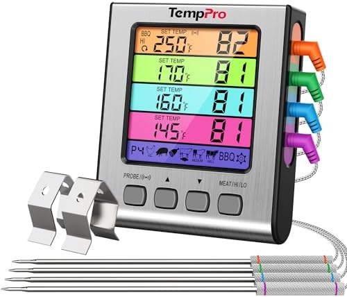 ThermoPro TP17 Digital Meat Thermometer with Dual Temperature Probe Large Backlight LCD Food Thermometer with Timer for Kitchen Oven BBQ Cooking Thermometer