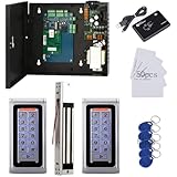 MENGQI-CONTROL in and Out Single Door Security Locking System Access Control with Waterproof RFID Keypad Reader+600LBS Magnetic Lock Power Supply Box + Cards/Key fobs (Phone APP remotely Open Door)