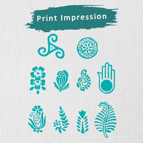 Image of Wooden Indian Traditional Design Printing Stamps /Blocks for Printing Saree Border /Dresses /Craft Card Making /Scrapbook /Clay Pottery (Set of 10)