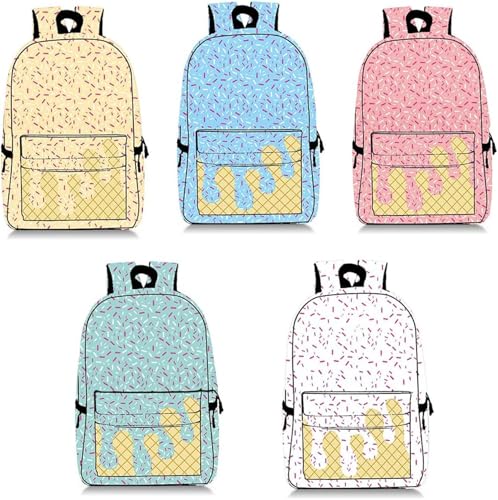 Ice Cream Backpack Kawaii Shoulder Bagpacks Cute Large Capacity Daypack with Side Pockets, Lightweight Daypack for Women, Men (Light green) 6