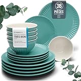 ✅ Parfaitement équipé pour chaque repas : Comprend 12 grandes assiettes, 12 petites assiettes, 12 bols, offrant tout ce dont vous avez besoin pour des repas stylés jusqu'à 12 personnes.