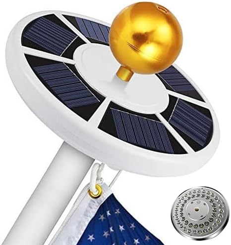 Solar Flag Pole Light,Upgraded Flagpole Solar Light with Highly Reflective Alloys and Enhanced Brightness, 5V 48 Super-Bright LED Long-Lasting for 15 to 25 Ft Flag Pole Topper (Single Pack)