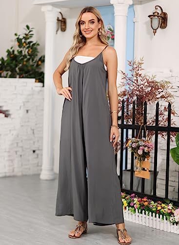 Image of BUENOS NINOS Women's V Neck Floral Maxi Dress Boho Printed Adjustable Spaghetti Strap Ethnic Beach Long Dress with Pockets