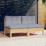 Generisch 2-Sitzer-Gartensofa mit Grauen Kissen Massivholz Kiefer,Möbel,Gartenmöbel,Gartensitzmöbel,Gartensofas,24.57KG,3095991