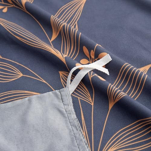 Marina Decoration Ultra Soft Silky Rich Printed Rayon from Bamboo All Season 4 Pieces Duvet Cover Fitted Sheet Ensemble Bedding Set with Zipper and Corner Tie, Modern Romantic Foral Pattern King Size - Image 2