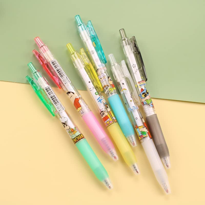Blue Aura Shinchan Pen Set of 6 (Black Ink Gel Pen) For School