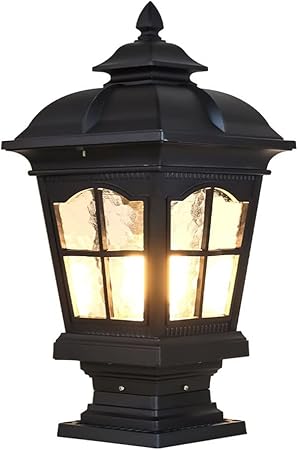 GUOCC Creative Water and Oxidation Resistant Aluminum Column Lamp for Outdoor Use (E27 Bulb for Garage, Patio, Patio) Lights Fixture (Color : Black)