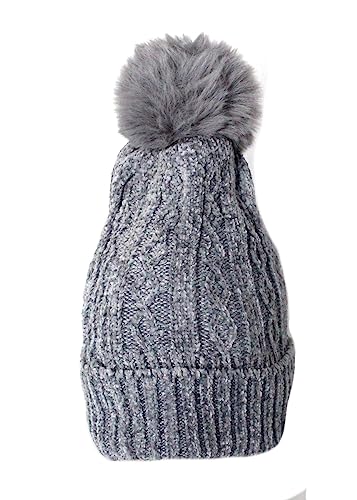 Touca Gorro De Lã Pompom Feminina Frio Forrada (Cinza)