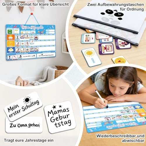 Zingbee Routine Planer Kinder– 3 in 1 Tagesplaner Kinder Routine für Morgen, Mittag & Abend – Visueller Belohnungstafel kinder mit abwischbarem Stift, inkl. 2 Aufbewahrungstaschen